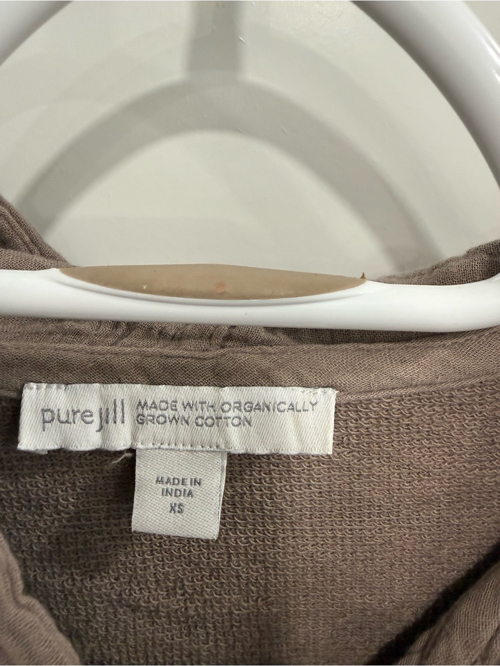 Pure Jill J Jill Pullover Hood Organic Cotton Gauze French Terry XS Driftwood - Picture 8 of 8